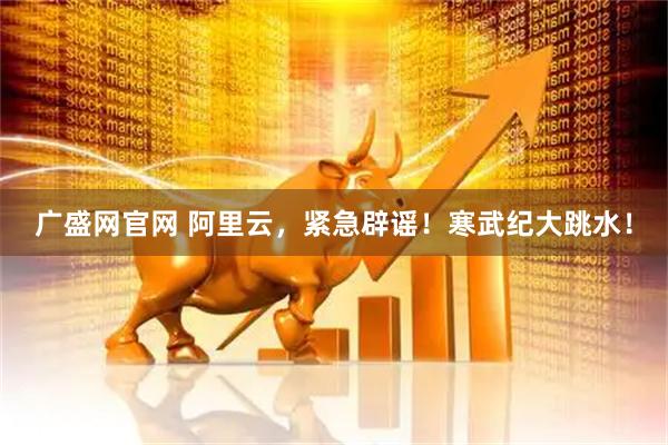 广盛网官网 阿里云，紧急辟谣！寒武纪大跳水！
